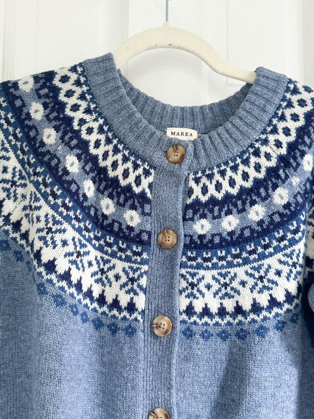 24 HOUR SALE - 9/17 !!! Blue Fair Isle Button-Front Cardigan Sweater - Picture 4 of 6